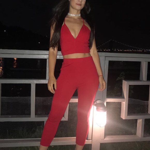full red outfit